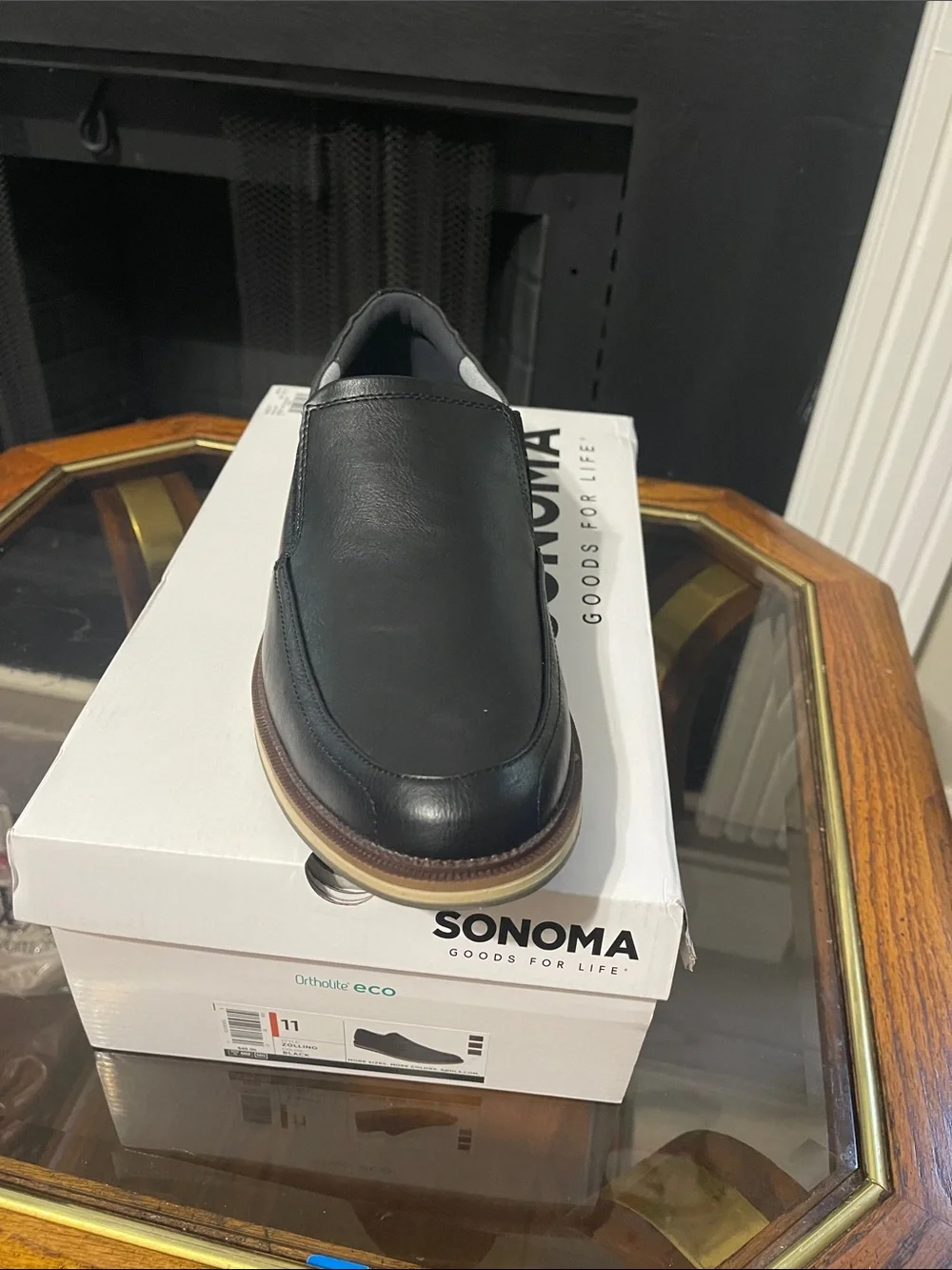 Sonoma Black Leather Slip-On Loafer with Tan-Trim Sole